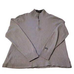 XL North Face WOOL Blend Sweater Men Gray 1/4 Zip Crew Neck Knit Long Sleeve